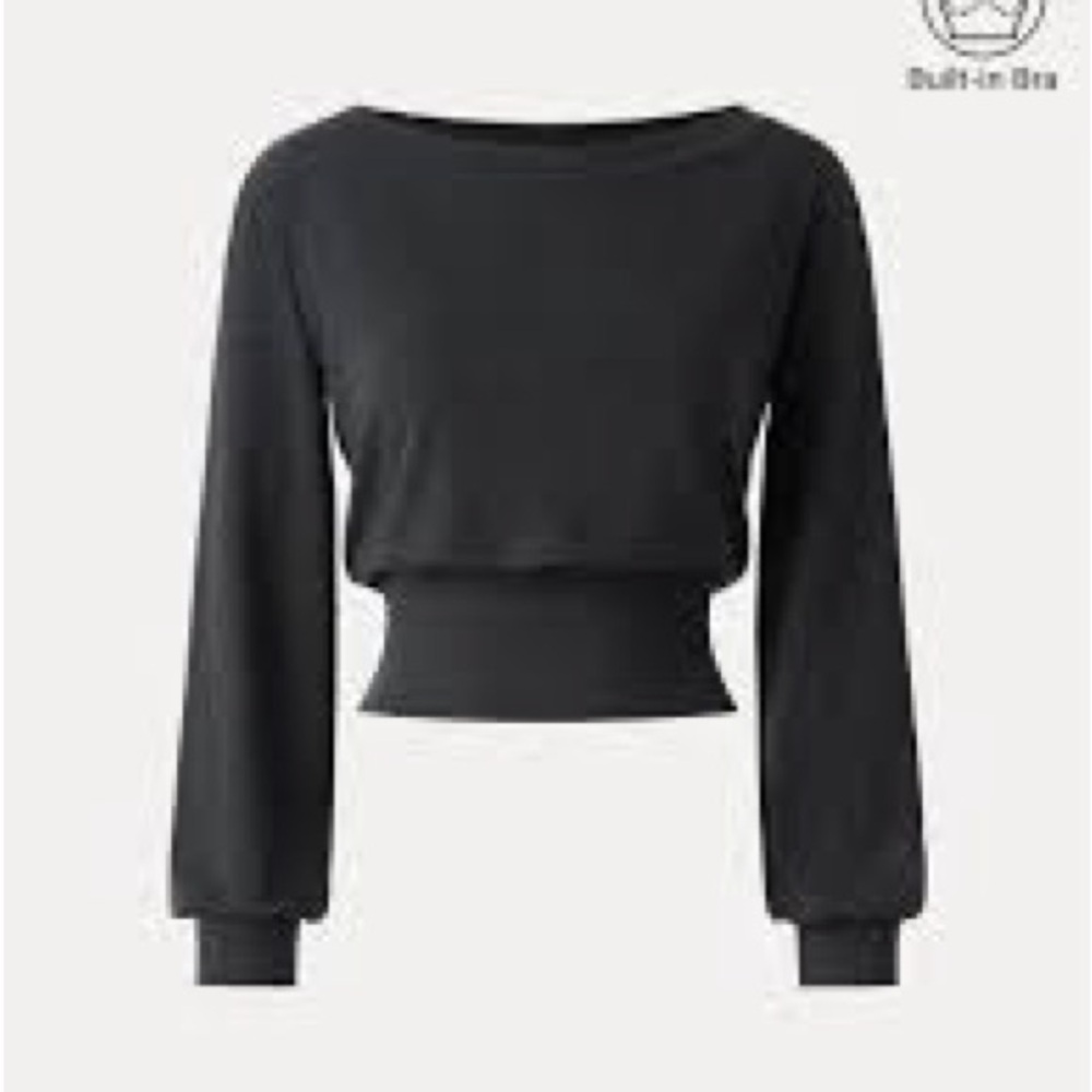 OGL Non-Itchy Wool Blend Boatneck Brami top, Heather Black - Picture 3 of 6